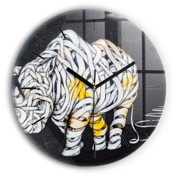 Horloge ronde Rhinocéros abstrait