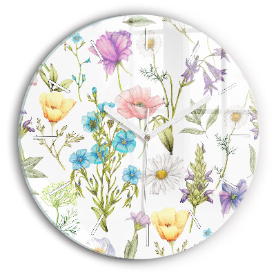 Horloge ronde Composition florale