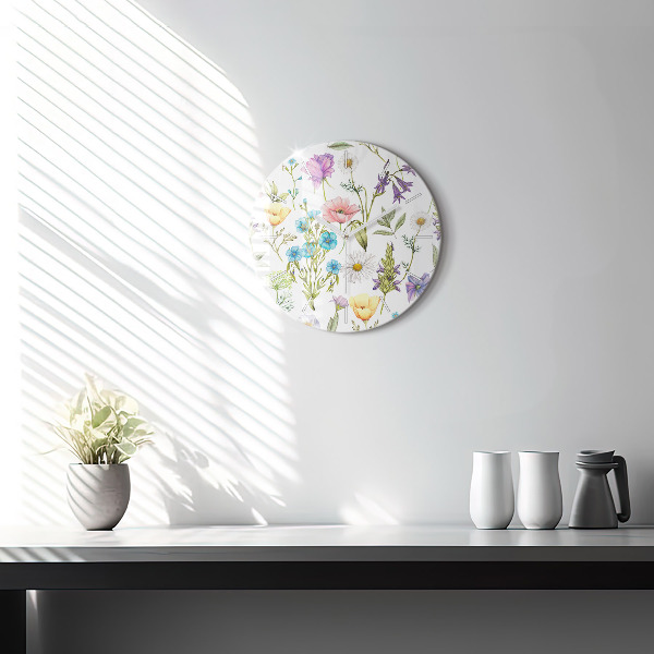 Horloge ronde Composition florale