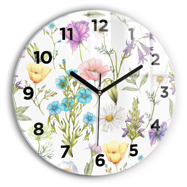 Horloge ronde Composition florale