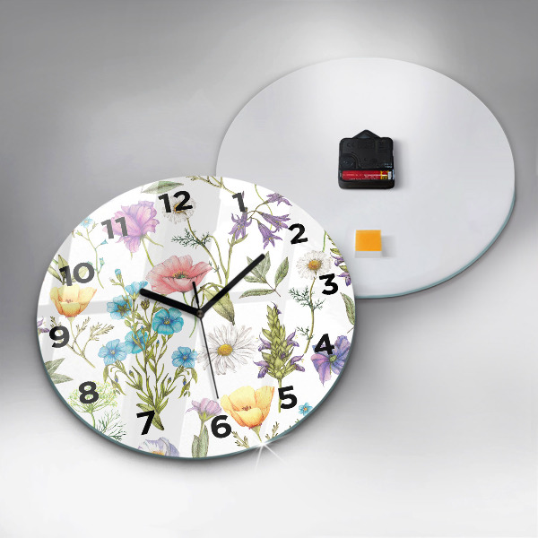 Horloge ronde Composition florale