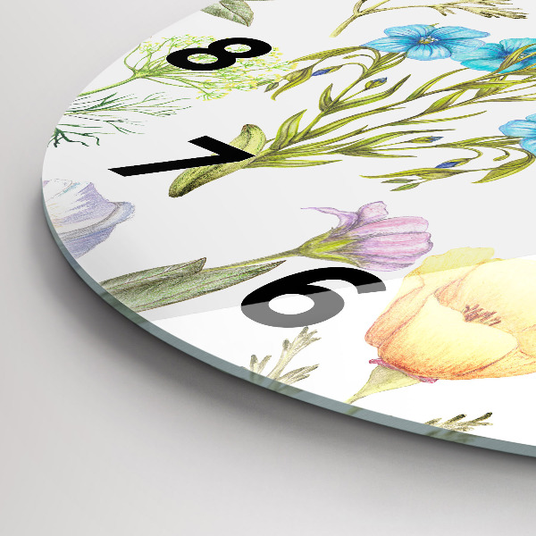 Horloge ronde Composition florale