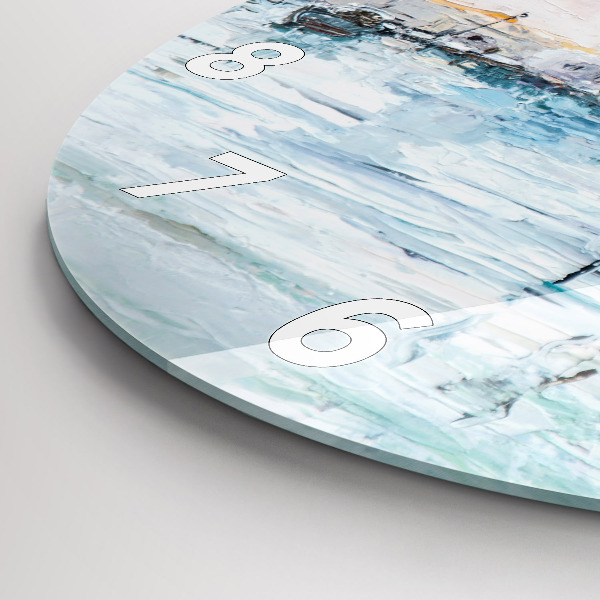 Horloge ronde 'Peinture à l''huile yacht mer'
