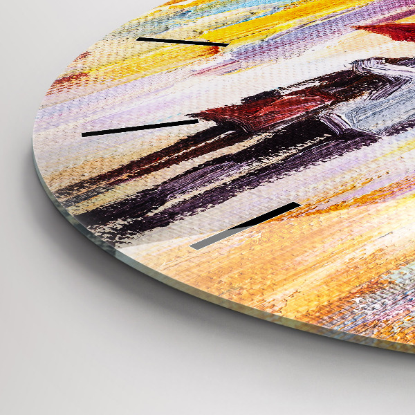 Pendule murale ronde Couple sous la pluie