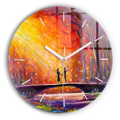 Horloge ronde Couple dans la forêt