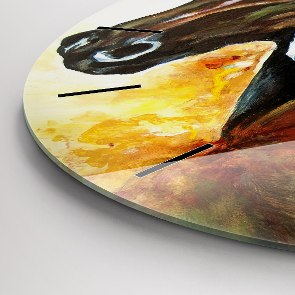 Horloge ronde Deux chevaux peints