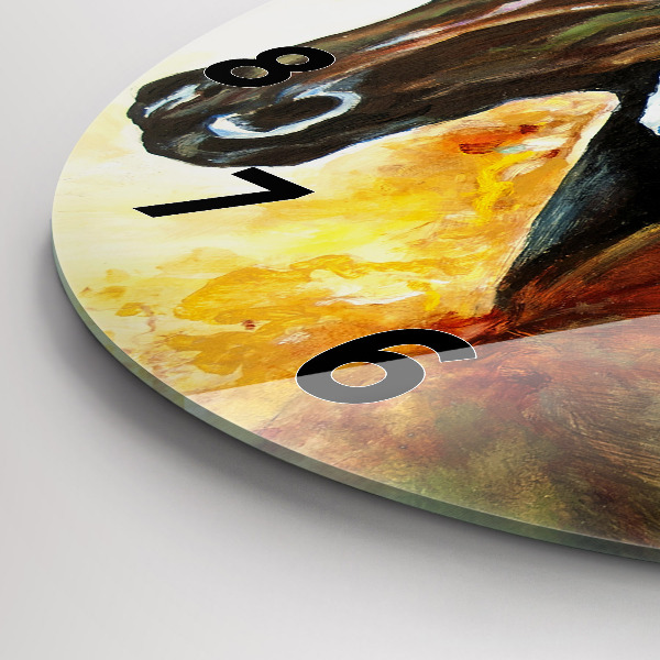 Horloge ronde Deux chevaux peints