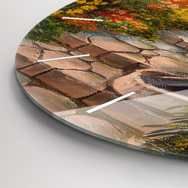 Pendule murale ronde 'Composition de l''huile dans la forêt'