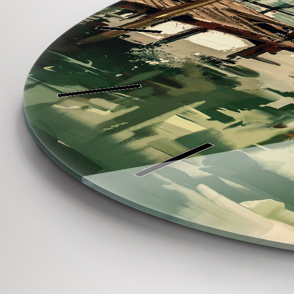 Pendule murale ronde Bateaux de pêche dans le port