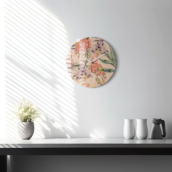 Horloge ronde Feuilles de palmier tropicales