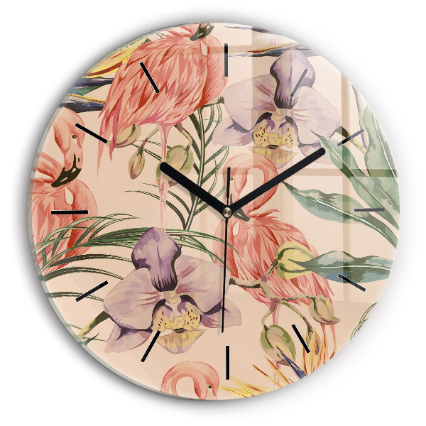 Horloge ronde Feuilles de palmier tropicales