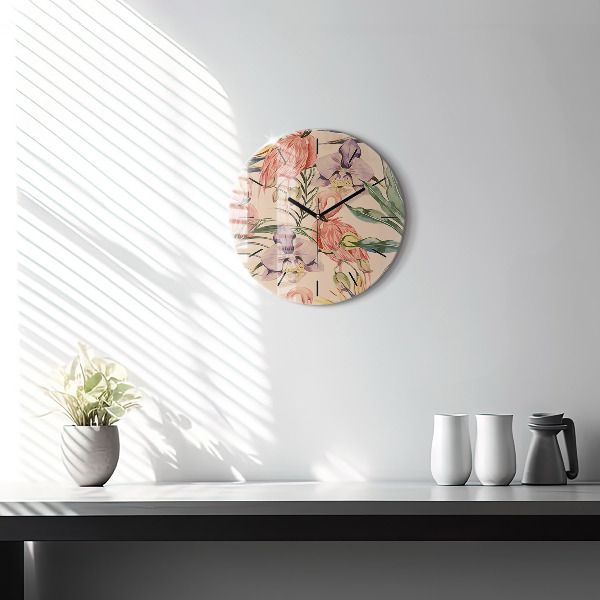 Horloge ronde Feuilles de palmier tropicales