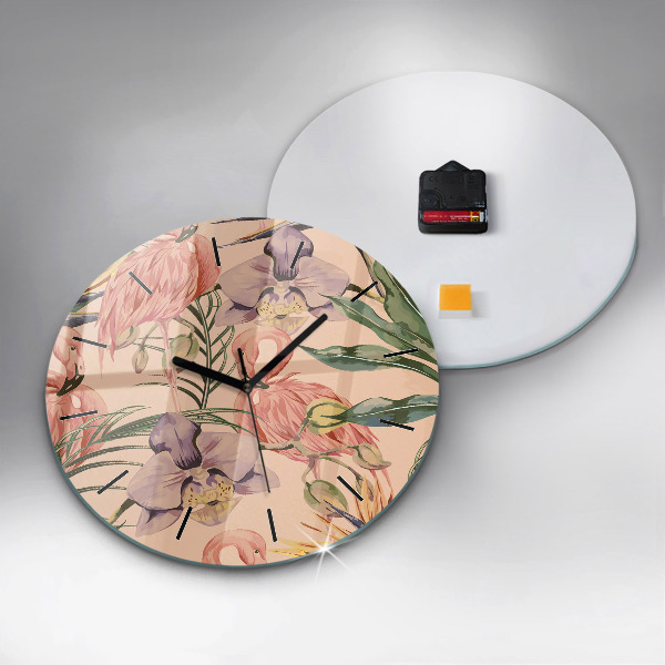 Horloge ronde Feuilles de palmier tropicales