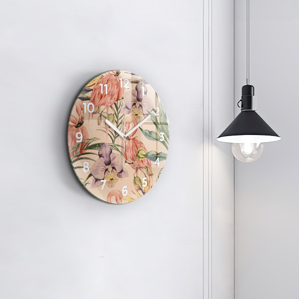 Horloge ronde Feuilles de palmier tropicales