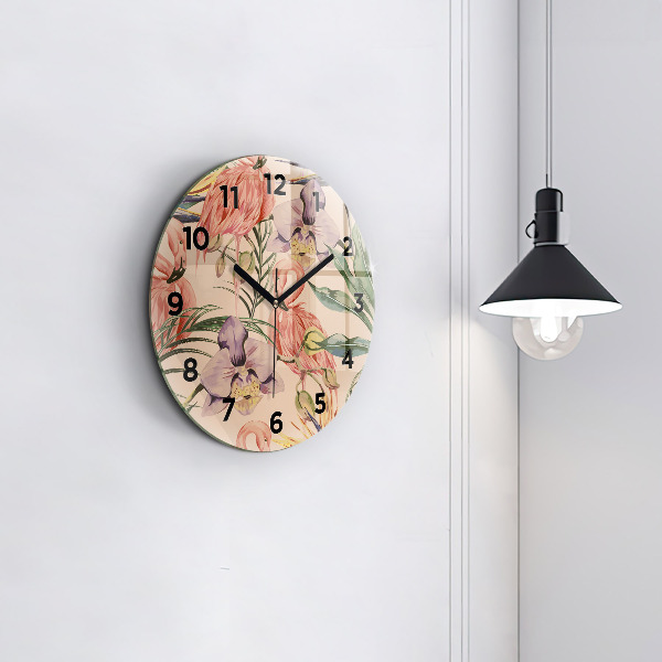 Horloge ronde Feuilles de palmier tropicales