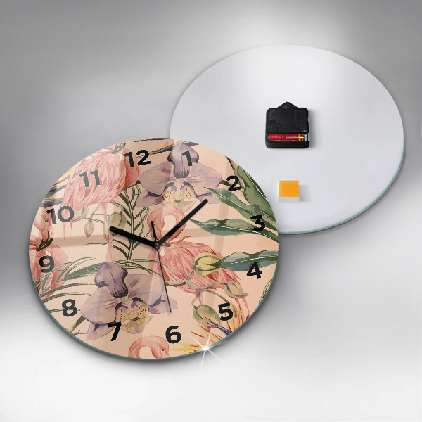 Horloge ronde Feuilles de palmier tropicales