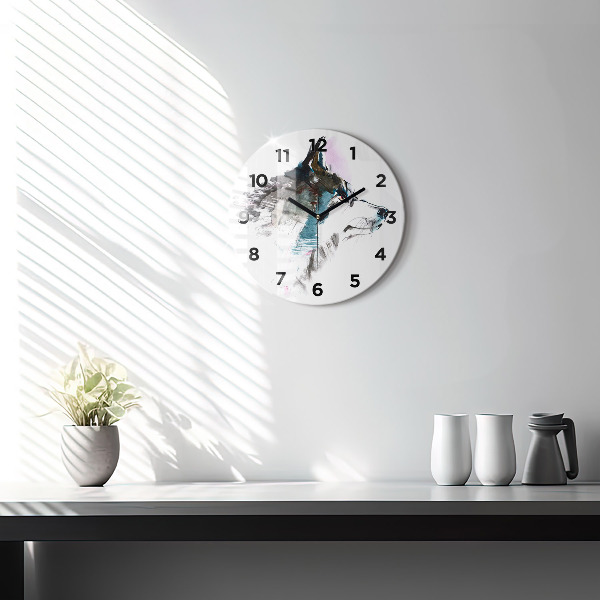 Horloge ronde Profil de loup peint