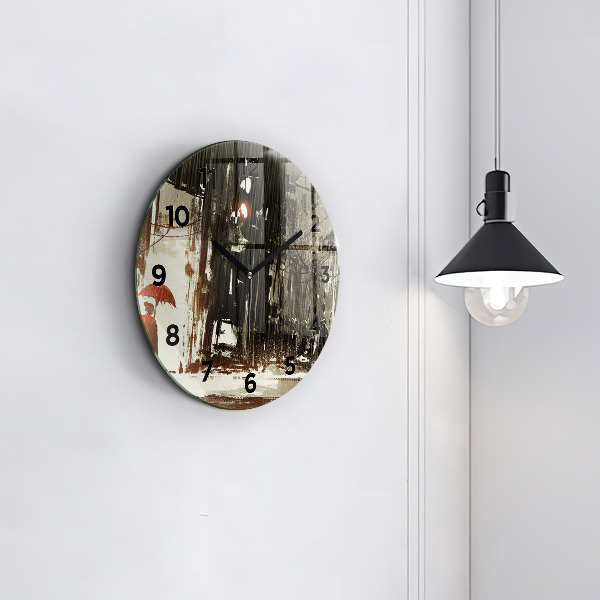 Horloge ronde Femme par une nuit pluvieuse