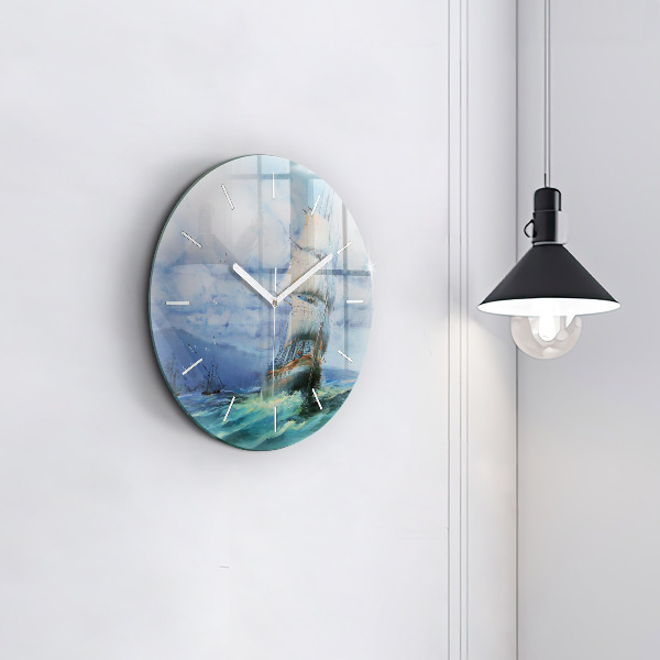 Horloge ronde 'Un bateau sur l''eau'