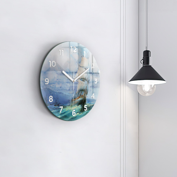 Horloge ronde 'Un bateau sur l''eau'