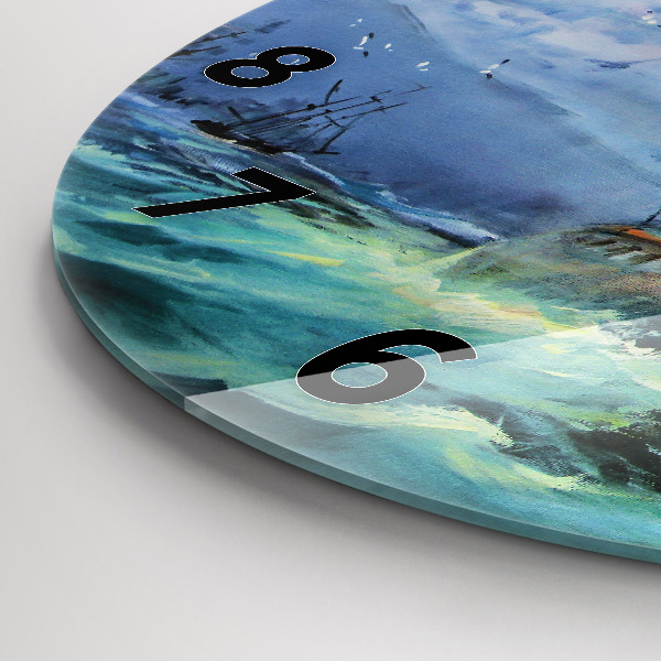 Horloge ronde 'Un bateau sur l''eau'