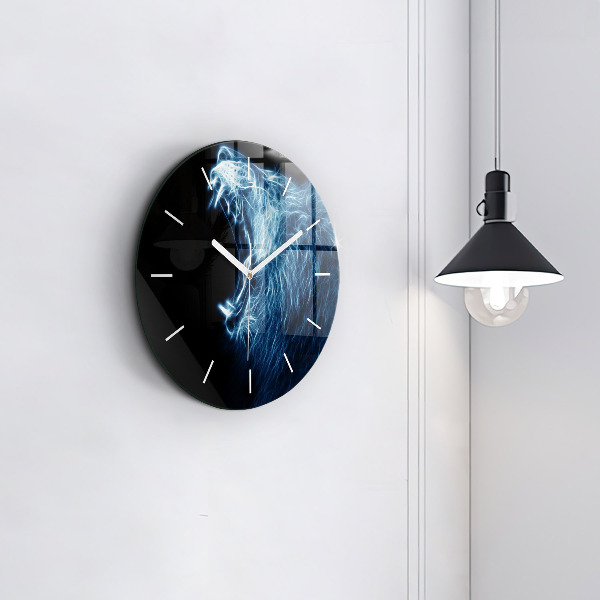 Horloge ronde Lion sauvage
