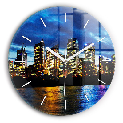 Horloge ronde Sydney le soir