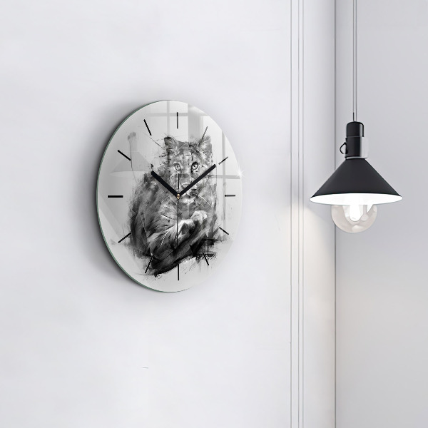 Horloge ronde Lion peint