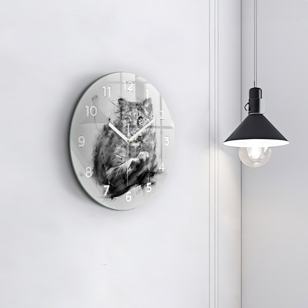 Horloge ronde Lion peint