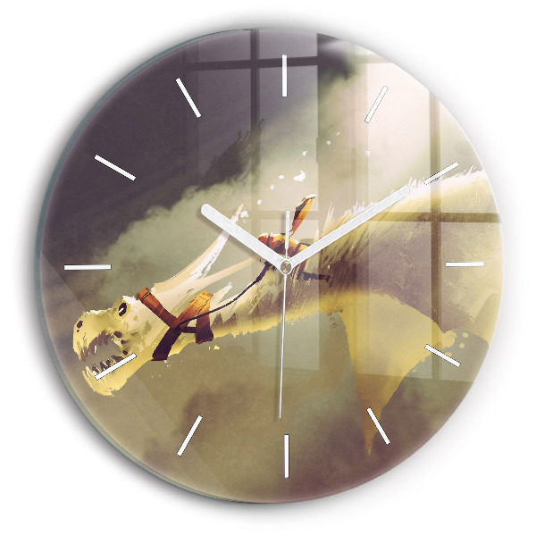 Horloge ronde Illustration de cavalier de dragon