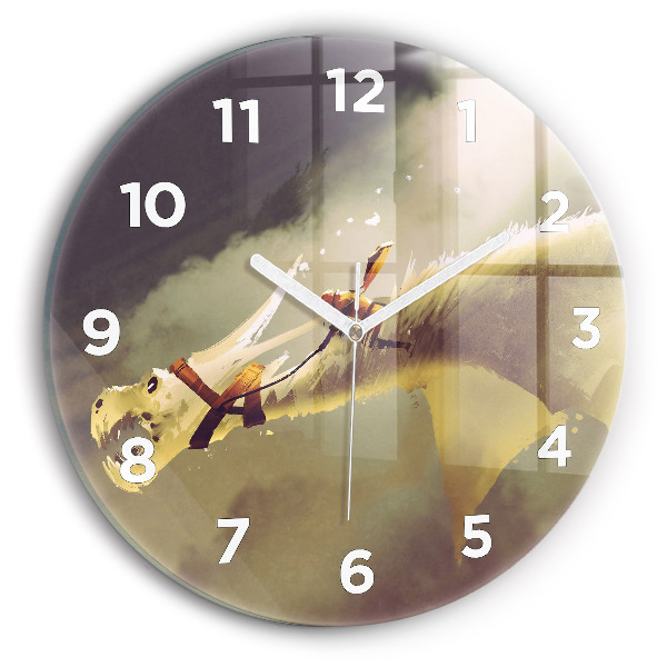 Horloge ronde Illustration de cavalier de dragon