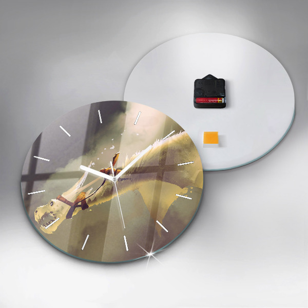 Horloge ronde Illustration de cavalier de dragon