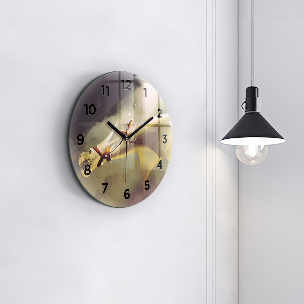 Horloge ronde Illustration de cavalier de dragon