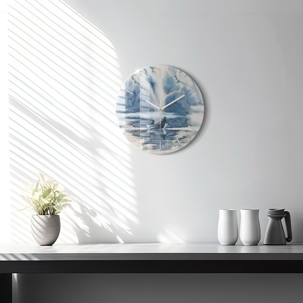 Horloge ronde 'Lac d''hiver de Łódka'