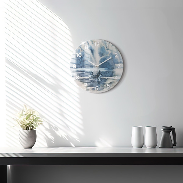 Horloge ronde 'Lac d''hiver de Łódka'