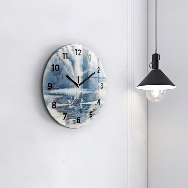 Horloge ronde 'Lac d''hiver de Łódka'