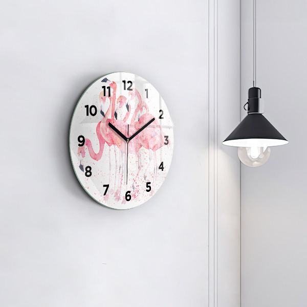 Horloge ronde Un bouquet de flamants roses