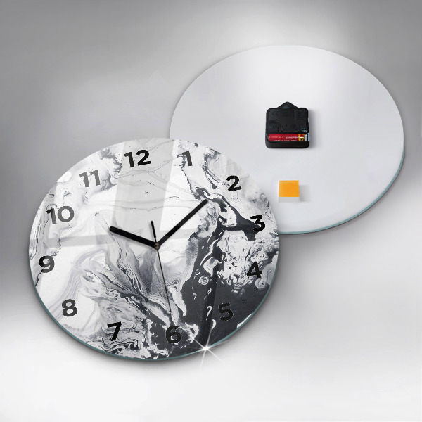 Horloge ronde 'Marbre à l''encre abstrait'