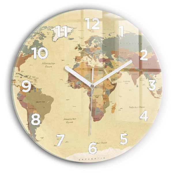 Horloge ronde Carte du monde vintage