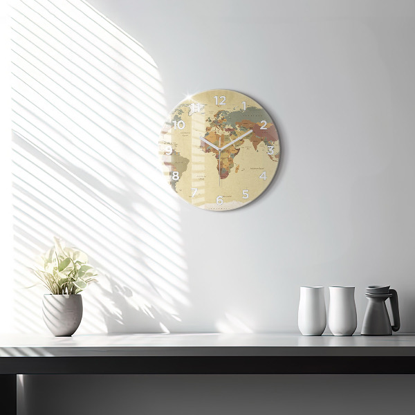 Horloge ronde Carte du monde vintage