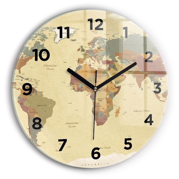 Horloge ronde Carte du monde vintage