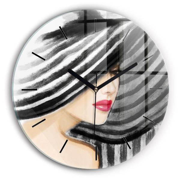 Horloge ronde Femme en noir et blanc