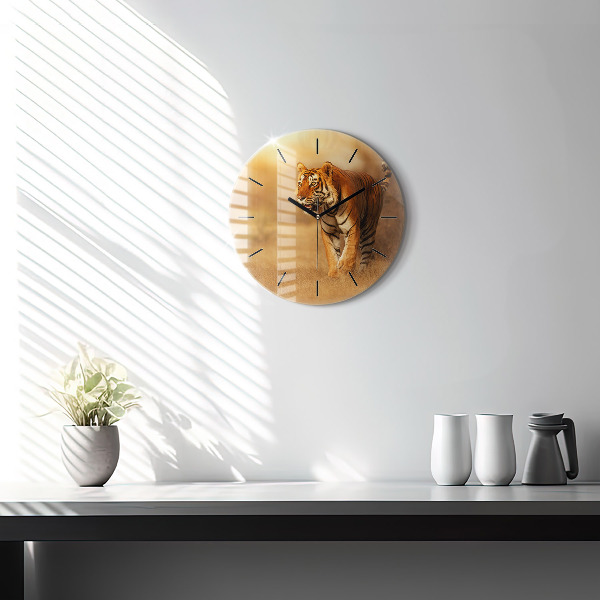 Horloge ronde Chasse au tigre