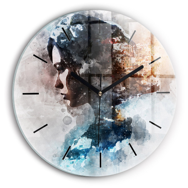 Horloge ronde Visages abstraits