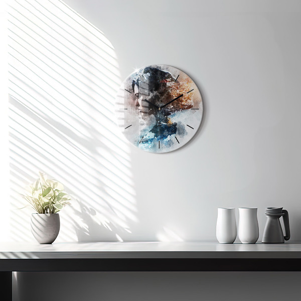Horloge ronde Visages abstraits