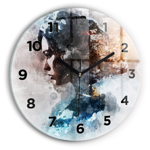 Horloge ronde Visages abstraits