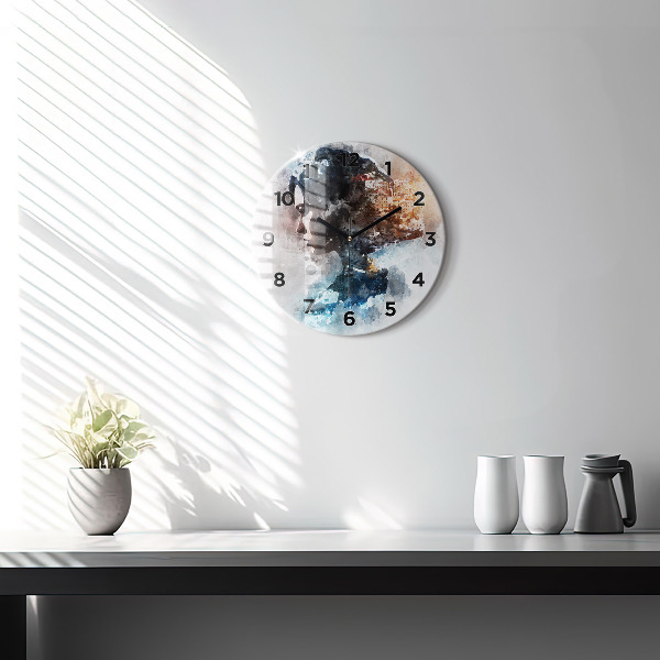 Horloge ronde Visages abstraits