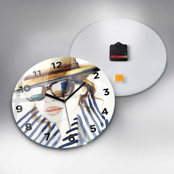 Horloge ronde Visage avec lunettes et chapeau