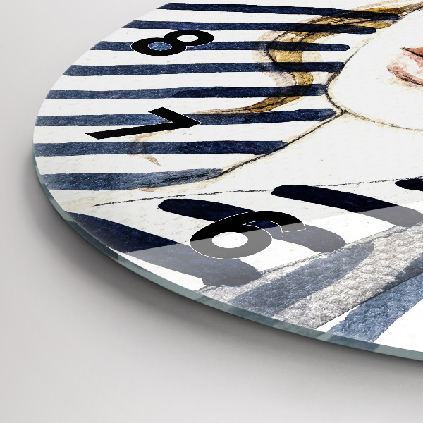 Horloge ronde Visage avec lunettes et chapeau