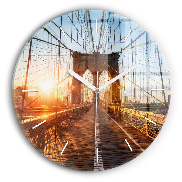 Pendule murale ronde Pont de Brooklyn à New York